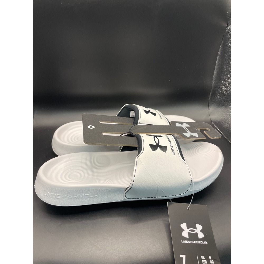 Under Armour Mens Ignite Select Slide Sandals White Black 3027219-100 Size 7
